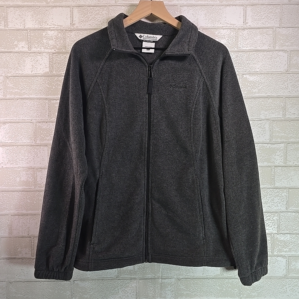 Columbia Women's Dark Gray Full Zip Fleece Classic Casual Outdoor Jacket Large
